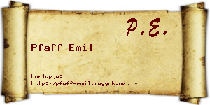 Pfaff Emil névjegykártya